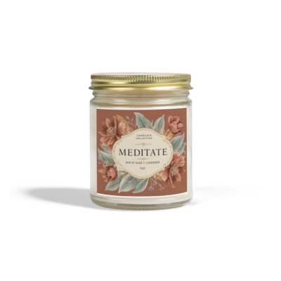 Meditate Scented Candle - Coconut Apricot Wax (4oz, 9oz) - Relaxing Aromatherapy Gift