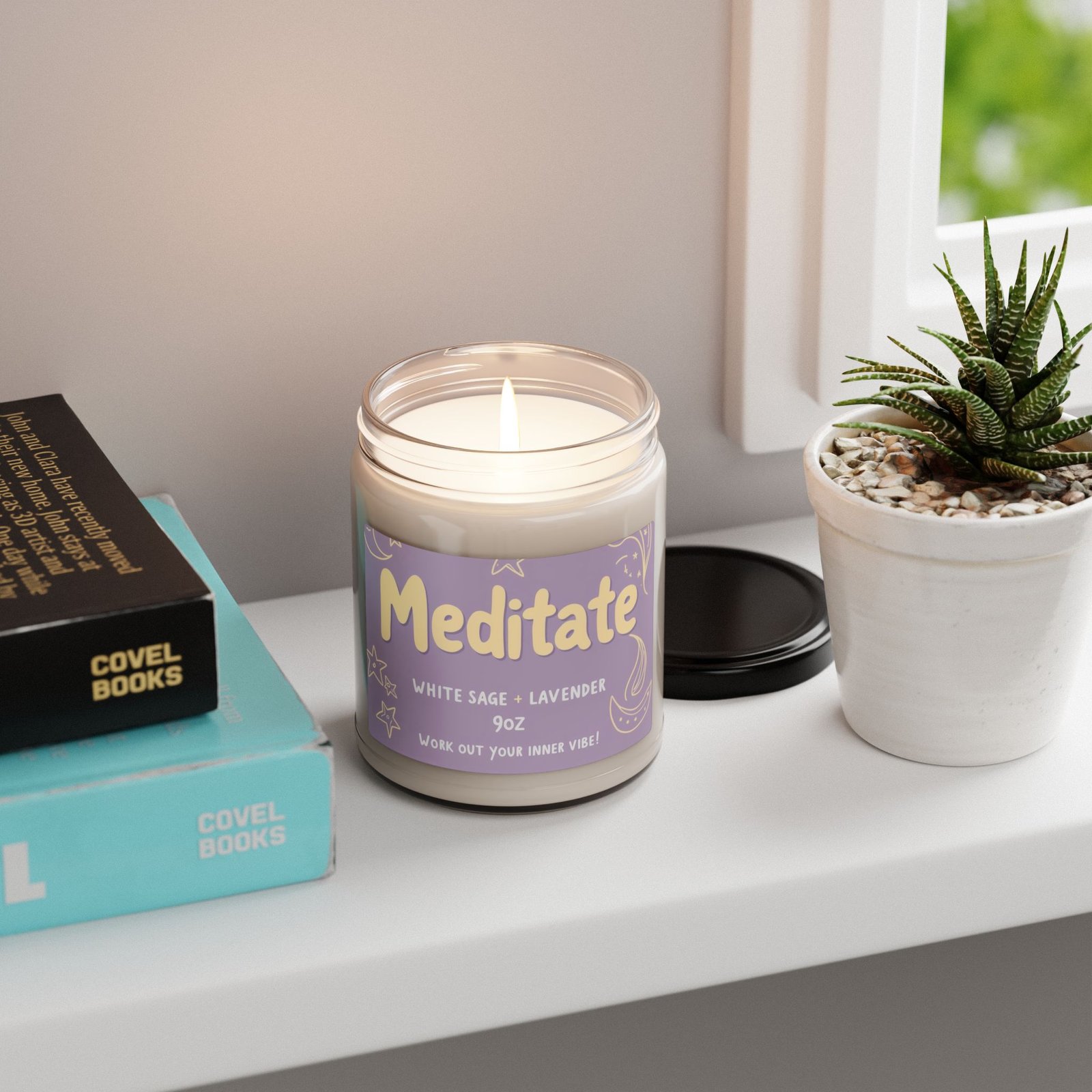 Meditate Scented Soy Candle | White Sage + Lavender | 9oz - Image 4