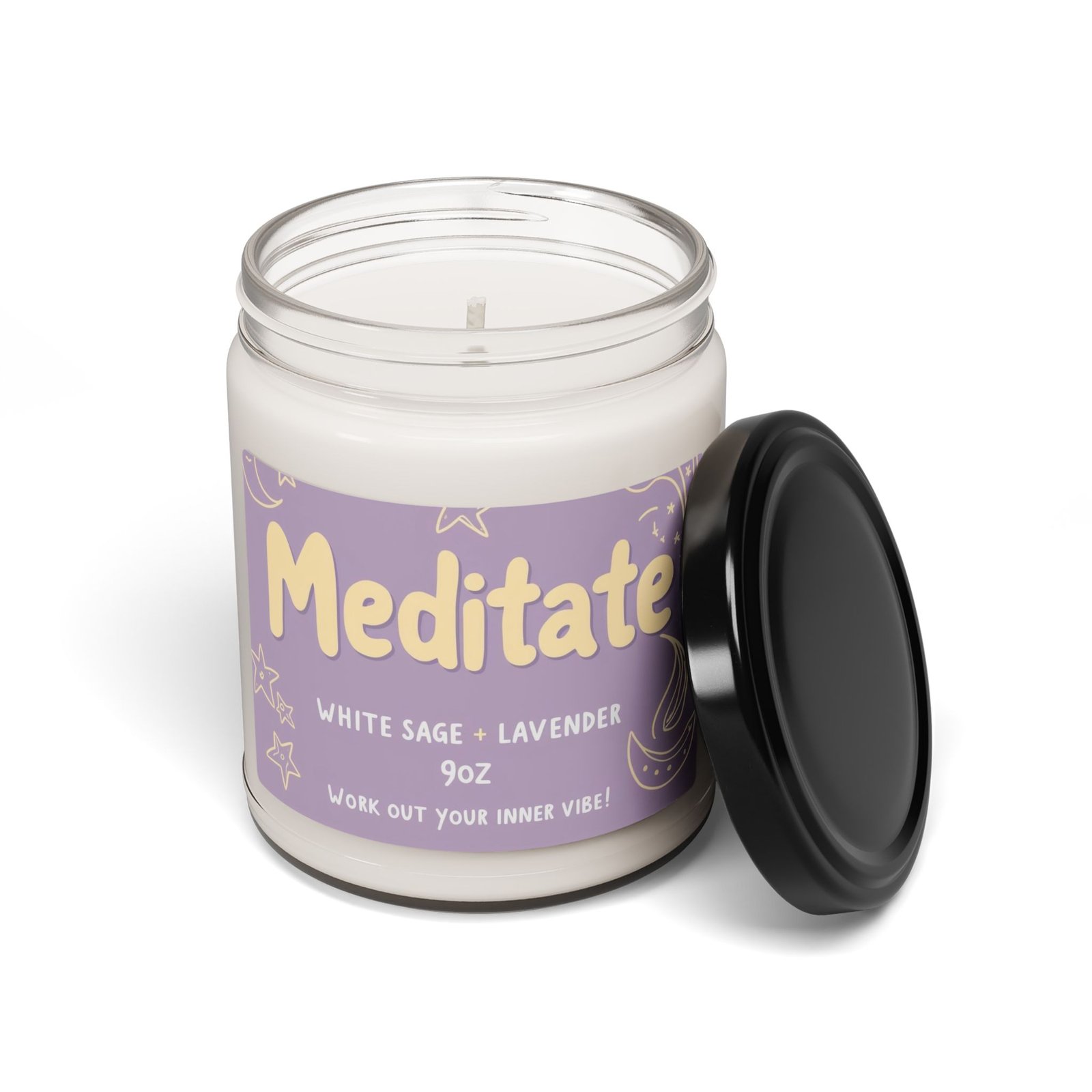 Meditate Scented Soy Candle | White Sage + Lavender | 9oz - Image 2