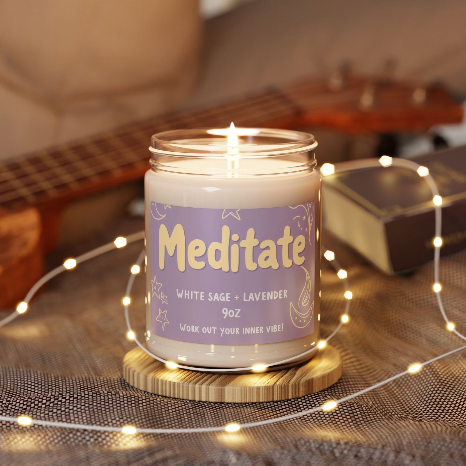 Meditate Scented Soy Candle | White Sage + Lavender | 9oz - Image 3